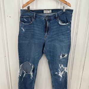 Abercrombie & Fitch  Ripped Blue mom jeans